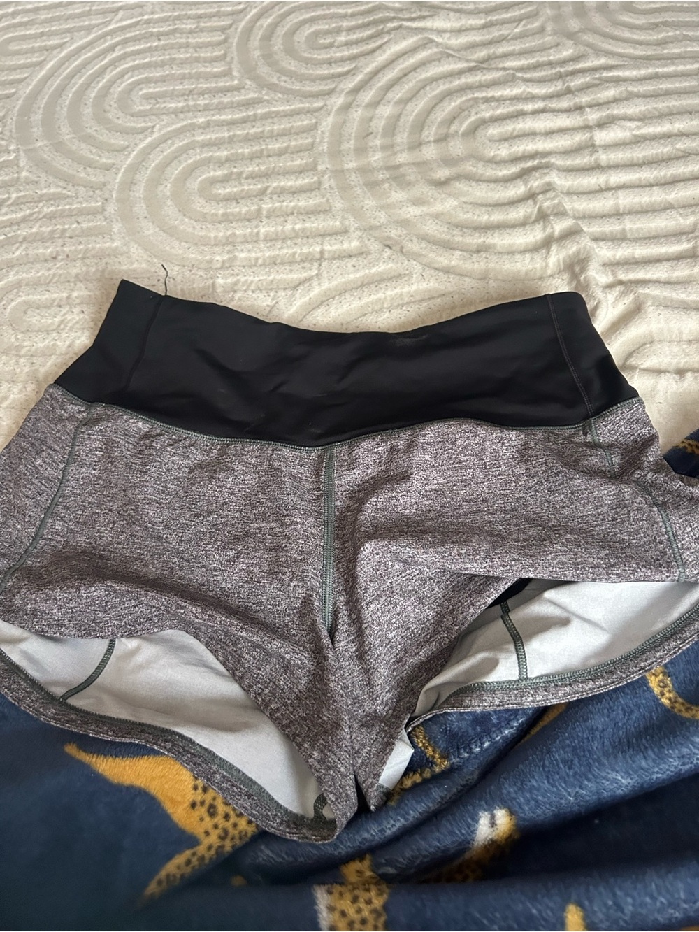 lululemon athletica High-Waist Heather Gray Shorts with Black Waistband